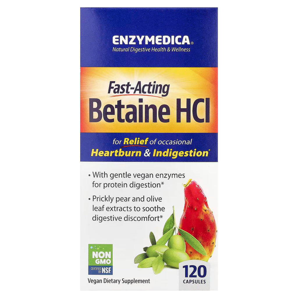 Enzymedica Betaína HCl | Apoyo a la Digestión, 120 cápsulas