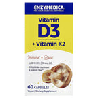 Enzymedica Vitamina D3 5000 UI + K2 | Apoyo Óseo, 60 cápsulas