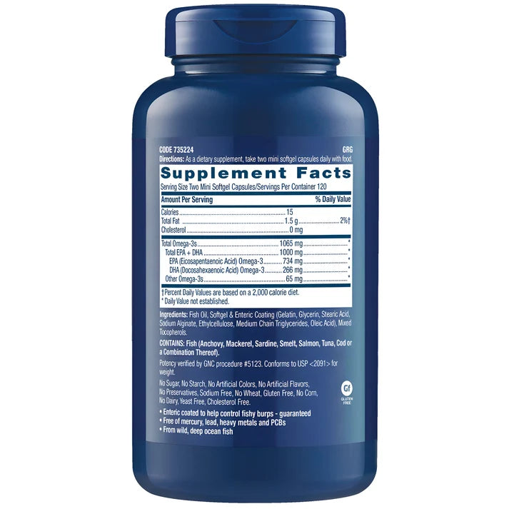 GNC Triple Strength Fish Oil Mini 1000mg – Omega 3 en Cápsulas