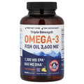 Aceite de pescado omega-3, limón natural, 120 cápsulas blandas