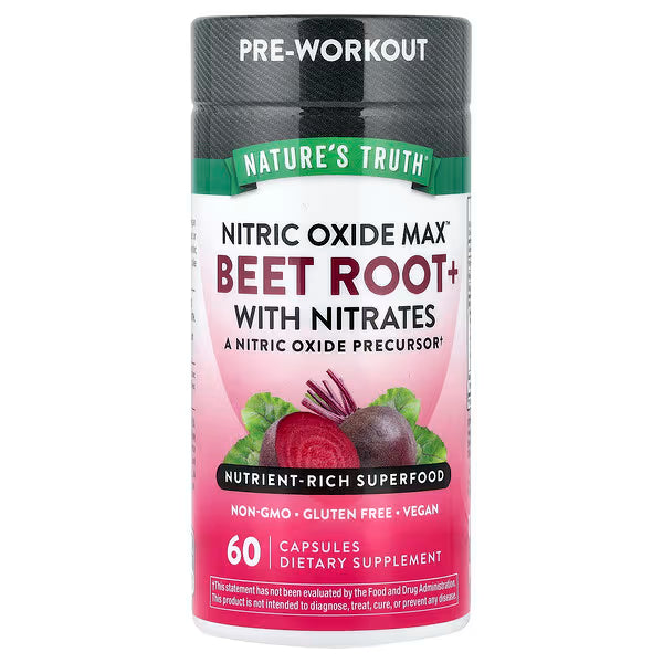Nature’s Truth Beet Root+ Nitric Oxide Max | 60 cápsulas veganas