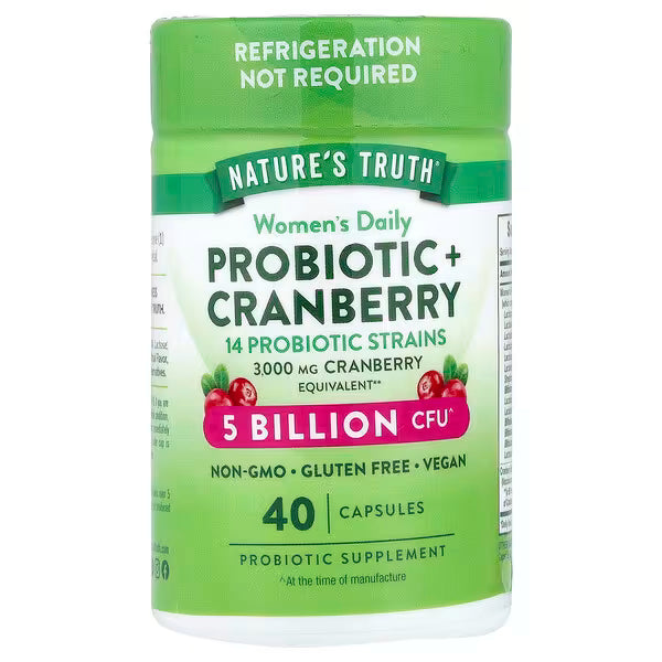 Nature’s Truth Probiótico para Mujer + Cranberry | 40 cápsulas veganas