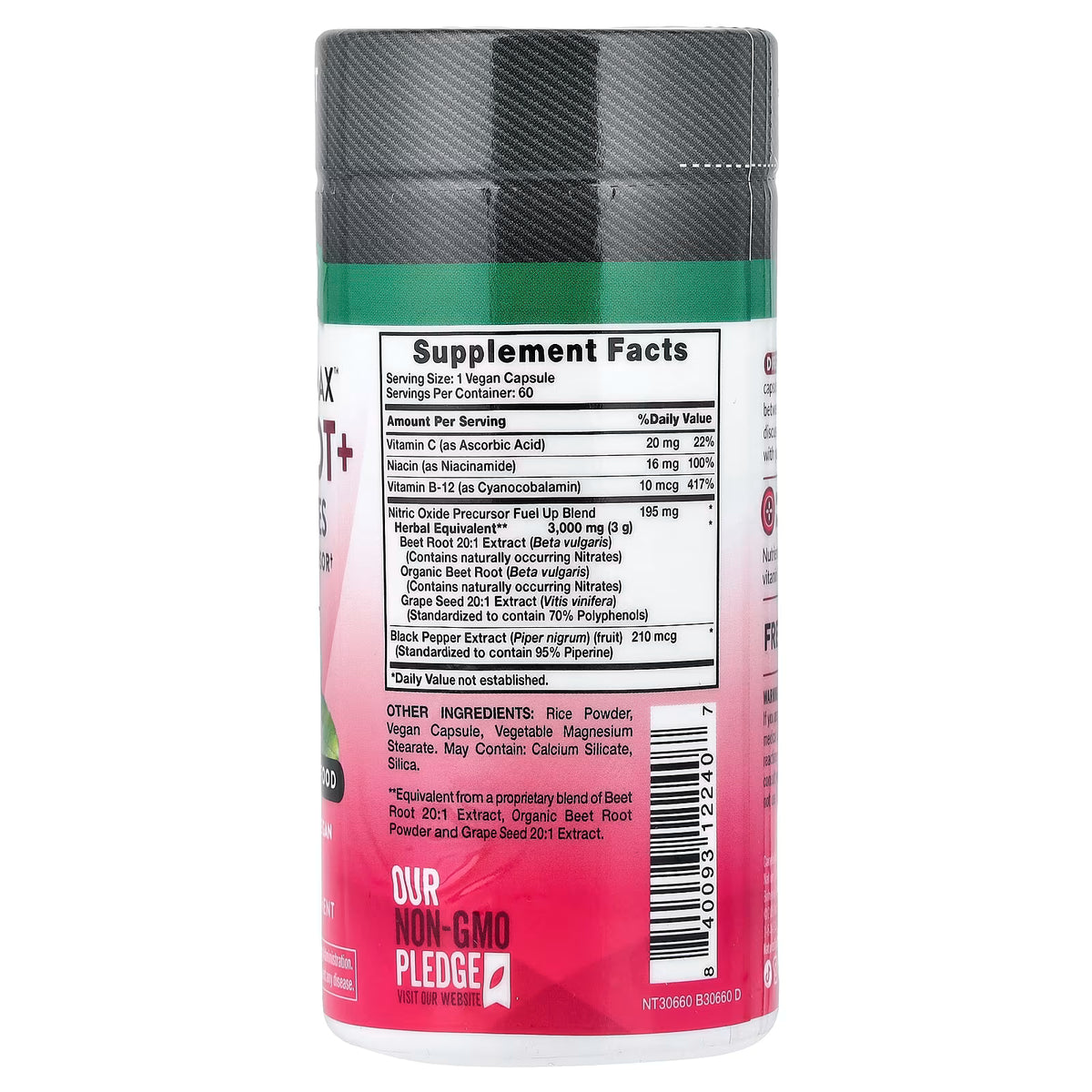 Nature’s Truth Beet Root+ Nitric Oxide Max | 60 cápsulas veganas