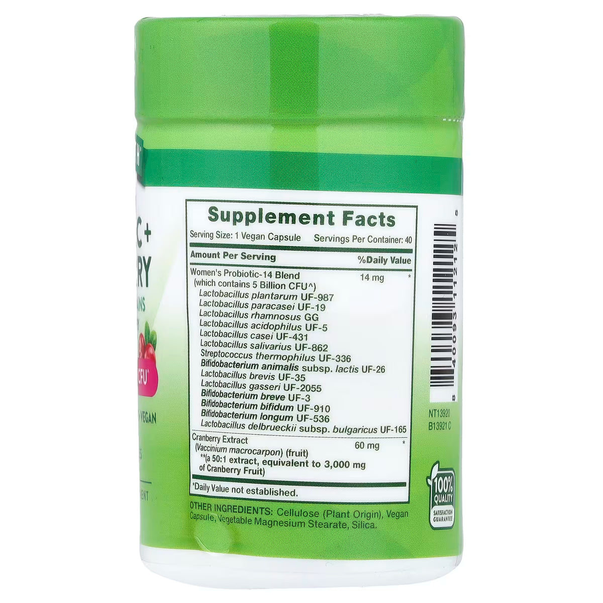 Nature’s Truth Probiótico para Mujer + Cranberry | 40 cápsulas veganas