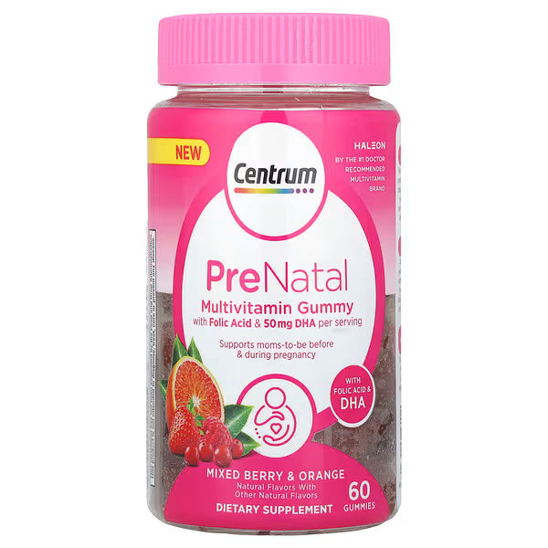 Centrum PreNatal Multivitamin Mixed Berry & Orange 60 Gomitas - Multivitamínico Prenatal