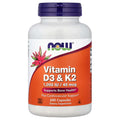 Now Foods Vitamina D3 y K2 240 Cápsulas - Soporte Óseo y Cardiovascular