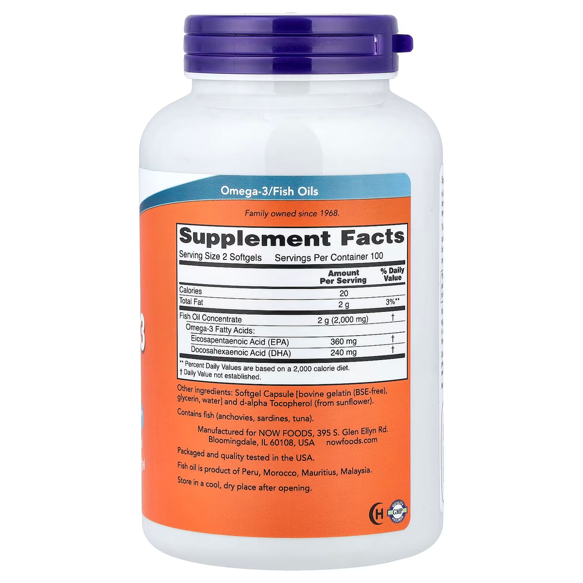 Omega-3 Aceite de Pescado 1000mg 100 Cápsulas - 180 EPA / 120 DHA