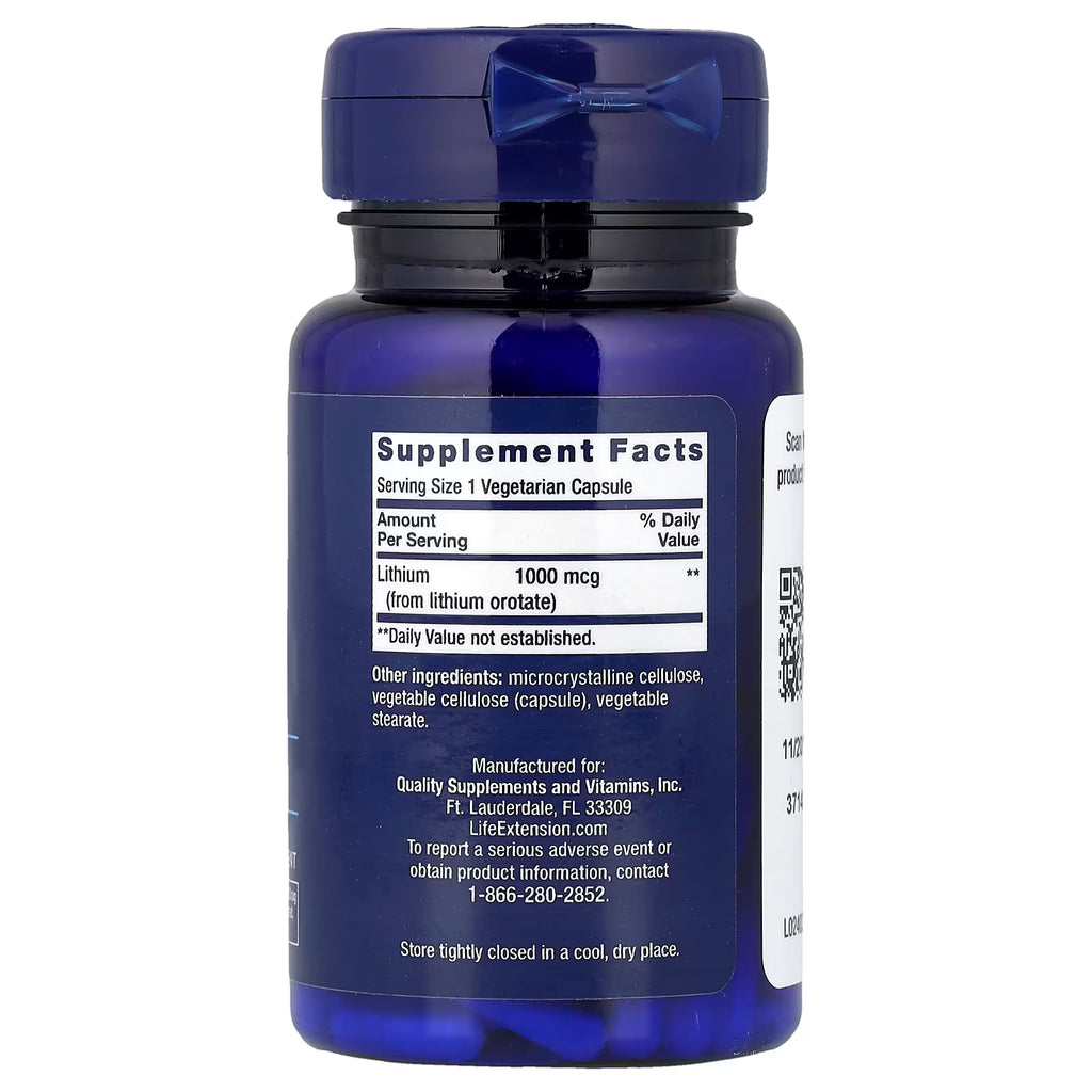 Life Extension, Litio, 1000 mcg, 100 cápsulas vegetarianas