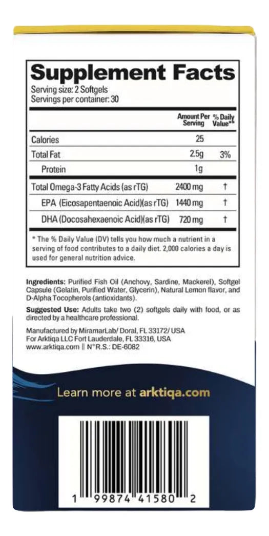 Arktiqa Naturals Advanced Omega-3 2400 mg | 60 cápsulas blandas
