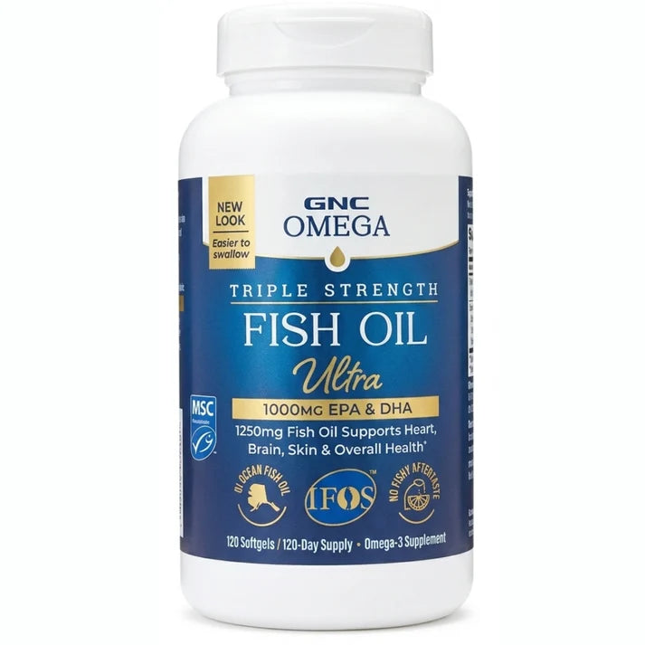 GNC Triple Strength Fish Oil 1000mg – 120 Cápsulas de Gel Omega 3