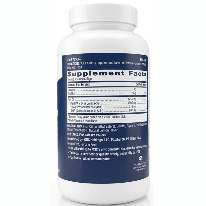 GNC Triple Strength Fish Oil 1000mg – 120 Cápsulas de Gel Omega 3