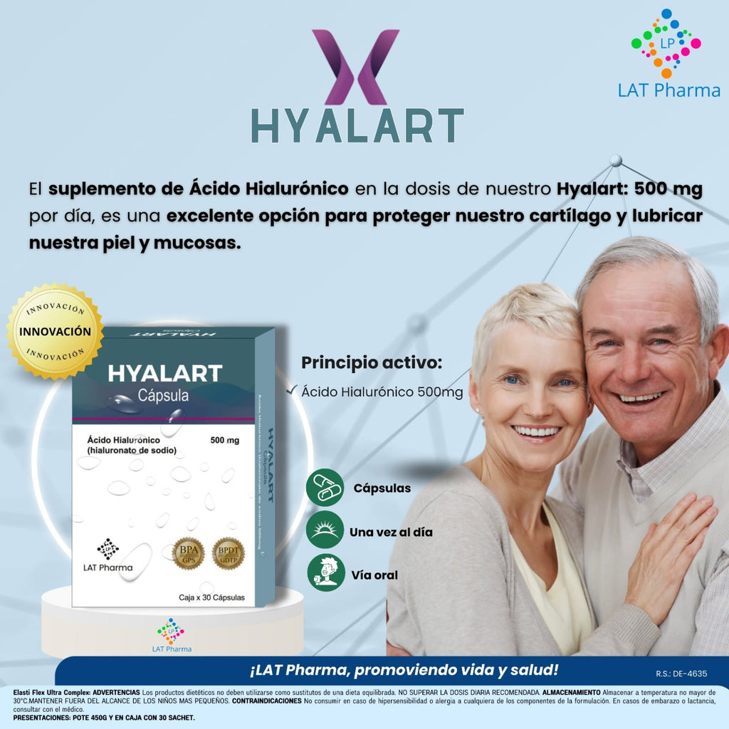 Hyalart 500 mg Ácido Hialurónico | 30 cápsulas