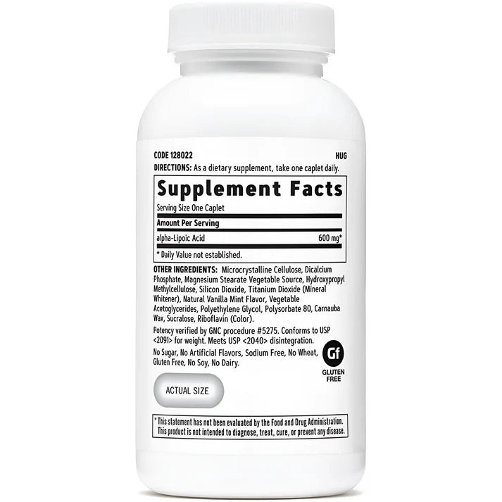 GNC Ácido Alfa Lipoico 600 mg (60 Tabletas) – Antioxidante Celular