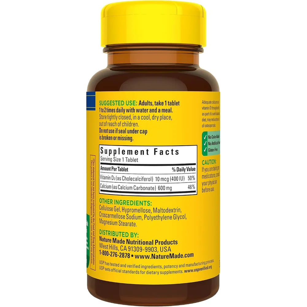 Nature Made Calcio 600 mg con D3 – 60 tabletas