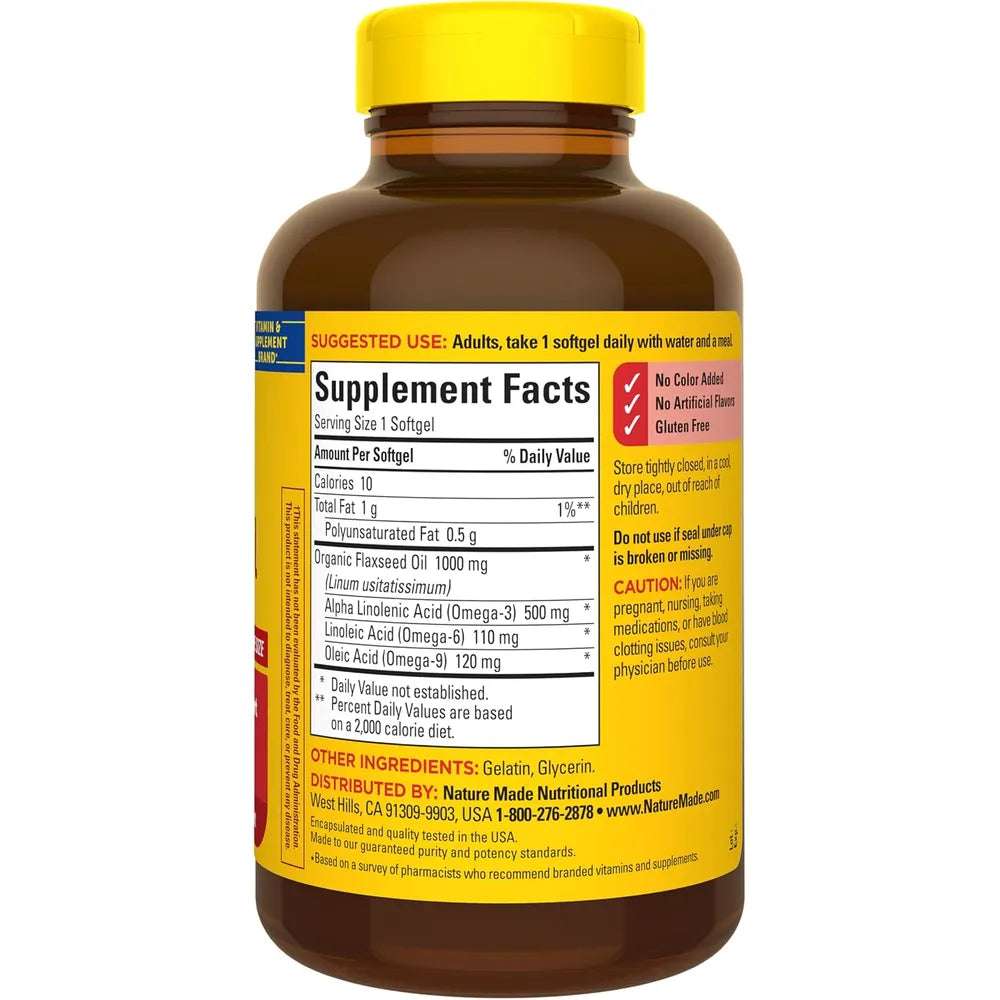 Nature Made Aceite de Linaza 1000 mg | 180 cápsulas blandas