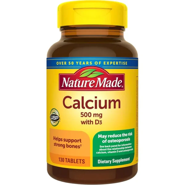 Nature Made Calcio 500 mg con D3 – 130 tabletas