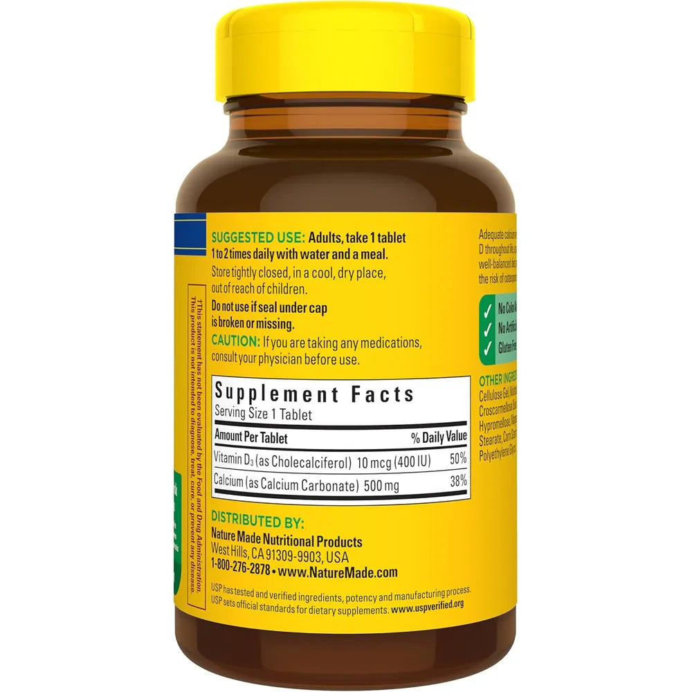 Nature Made Calcio 500 mg con D3 – 130 tabletas