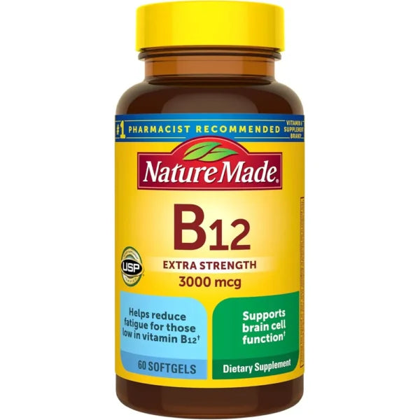 Nature Made Vitamina B12 Extra Strength 3000 mcg – 60 cápsulas blandas