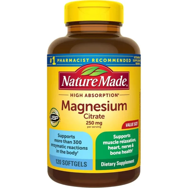 Nature Made Citrato de Magnesio 250 mg por porción – 120 cápsulas blandas