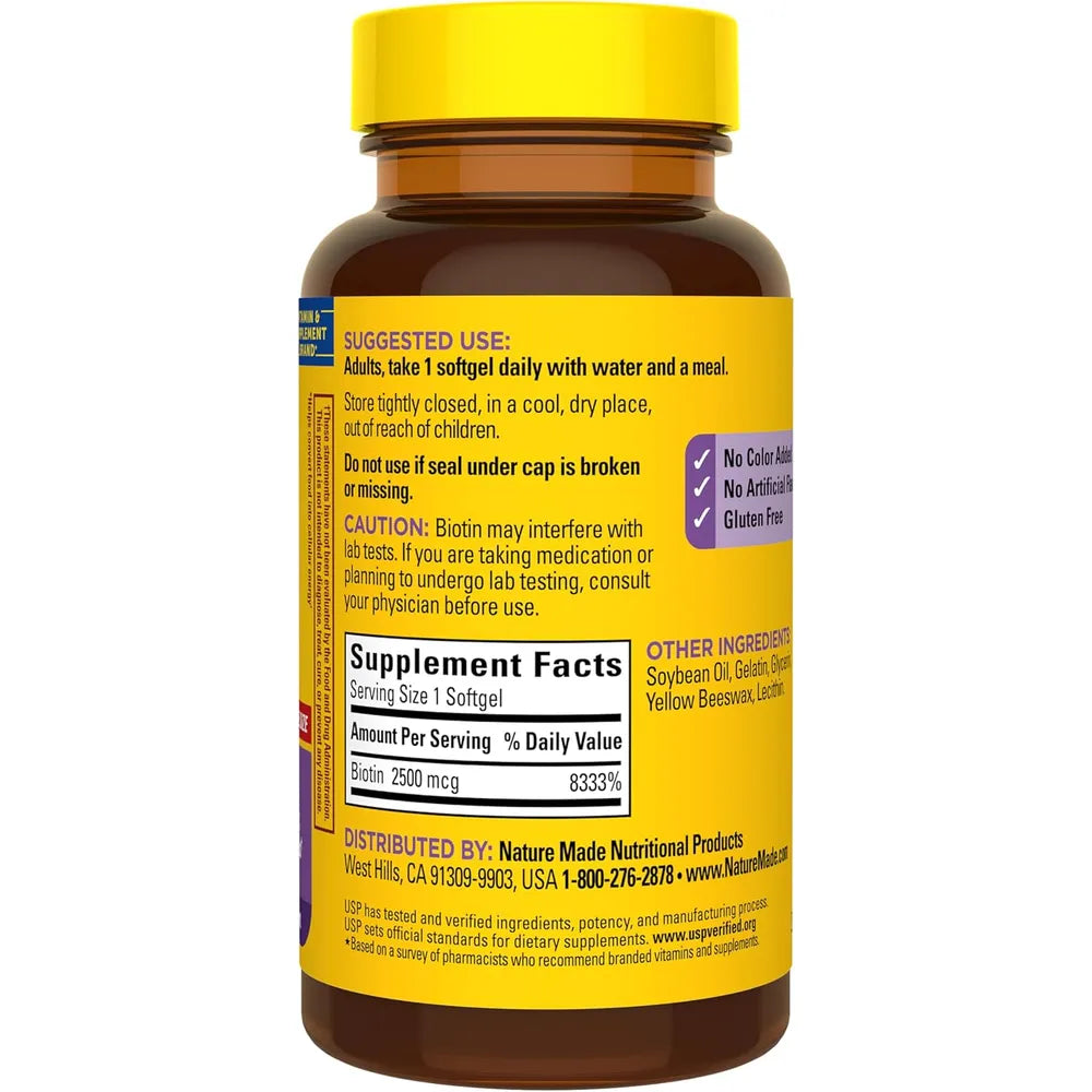 Nature Made Biotina 2500 mcg – 150 cápsulas blandas