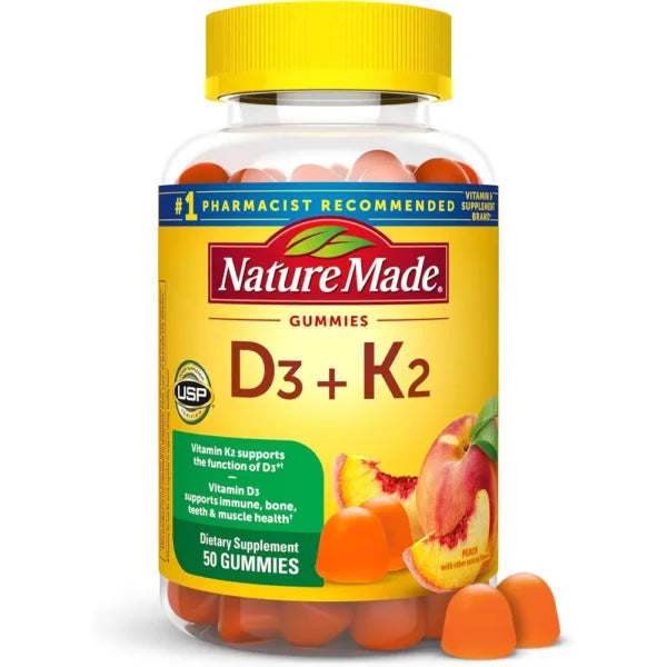 Nature Made D3 5000 UI + K2 100 mcg por porción – 50 gomitas