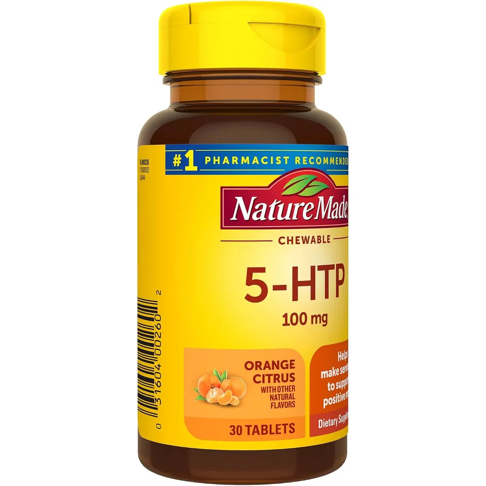 Nature Made 5-HTP 100 mg | 30 tabletas masticables naranja cítrica