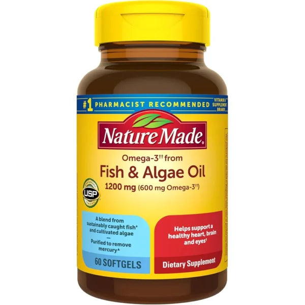 Nature Made Omega 3 de Pescado y Algas 600 mg – 60 cápsulas blandas