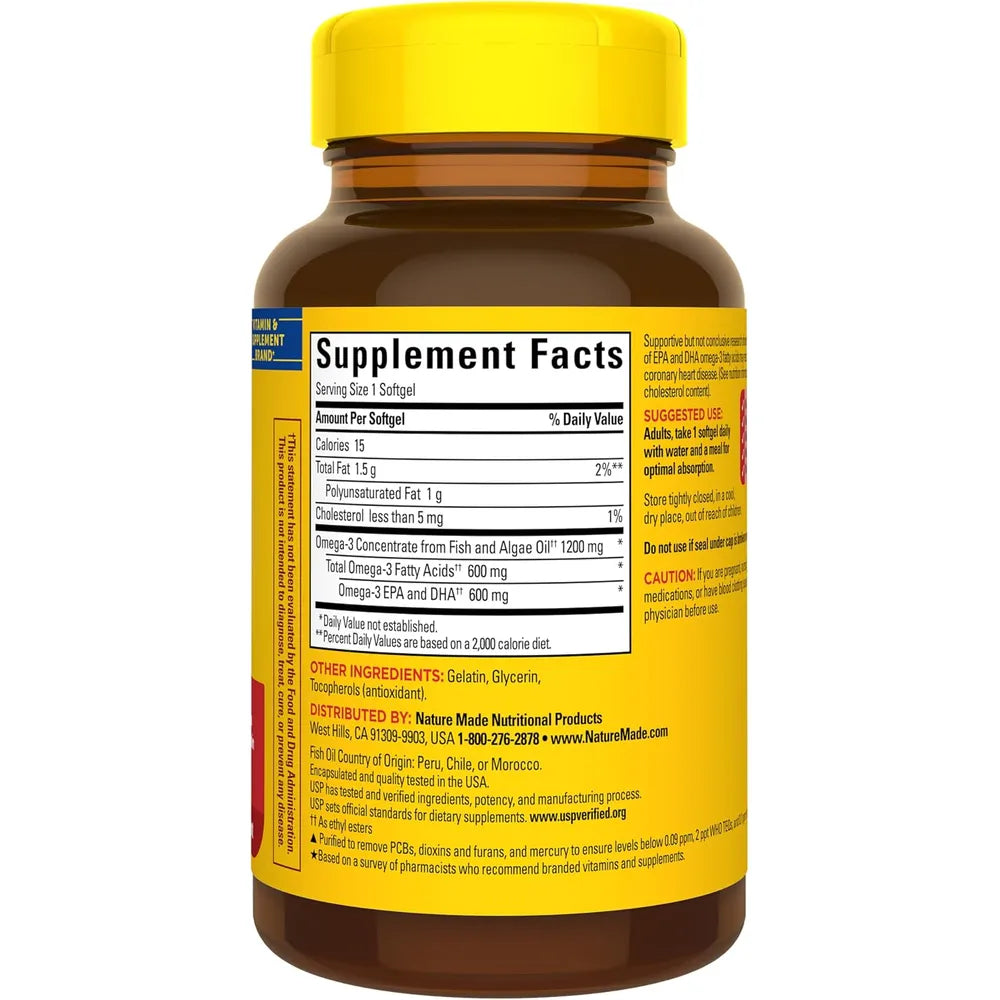 Nature Made Omega 3 de Pescado y Algas 600 mg – 60 cápsulas blandas