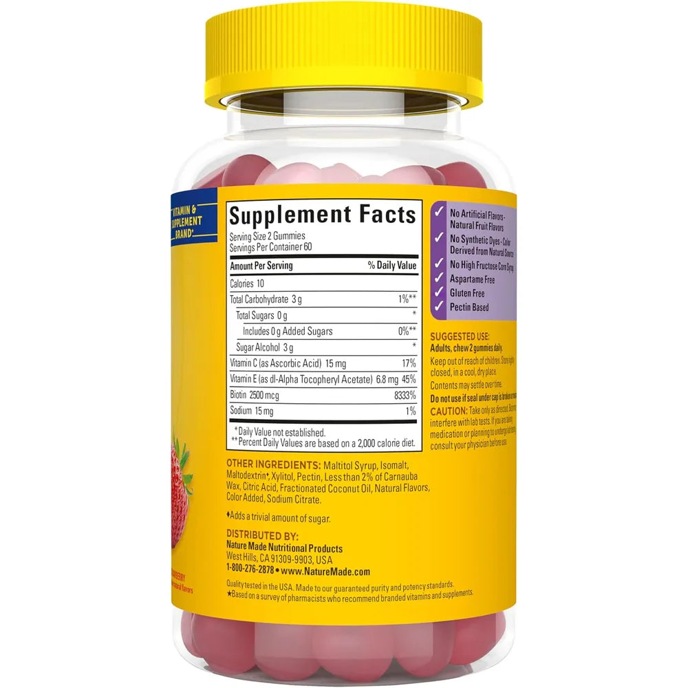 Nature Made Hair Skin Nails Zero Sugar – 120 gomitas