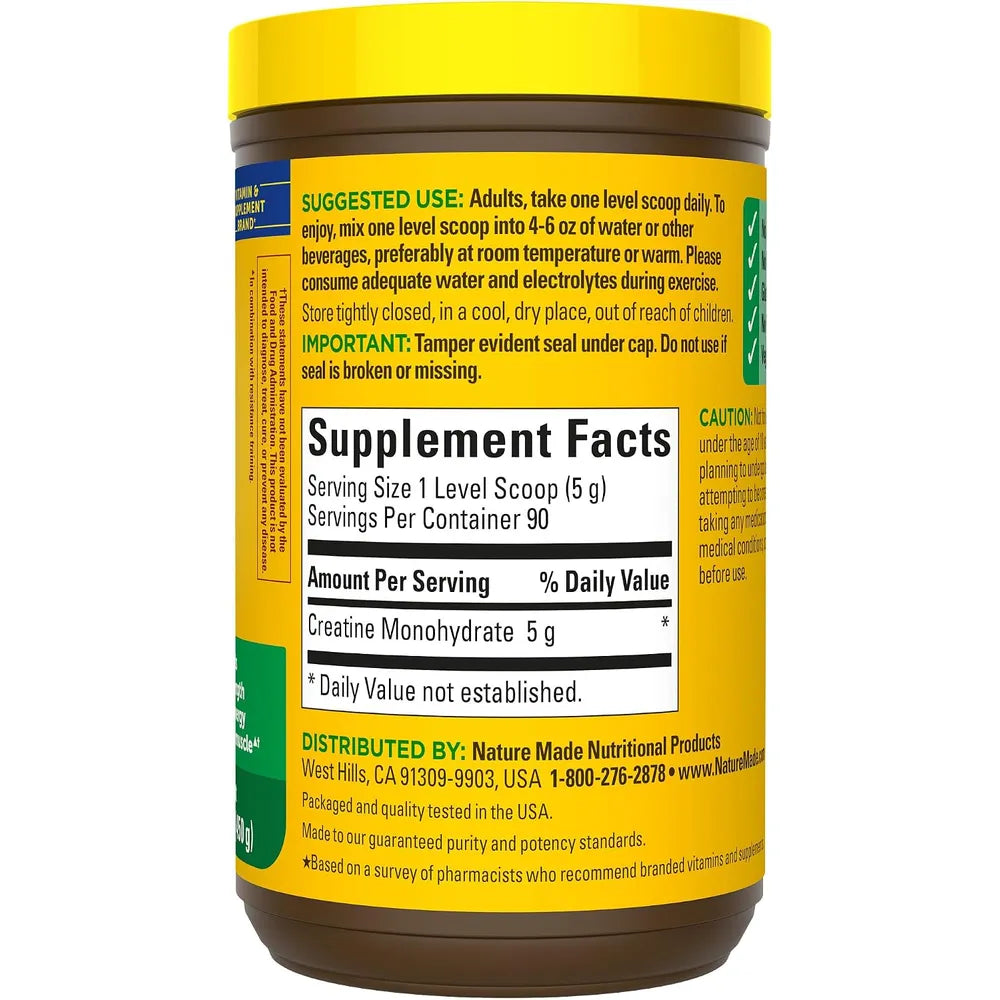 Nature Made Creatina Monohidratada en Polvo sin Sabor – 450 g