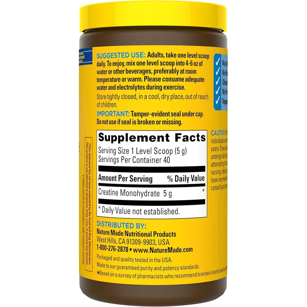 Nature Made Creatina Monohidratada Micronizada sin Sabor – 200 g